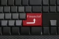 Keypad of black keyboard and have text Financial on enter button Royalty Free Stock Photo