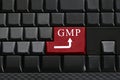 Keypad of black keyboard and have text GMP on enter button. Royalty Free Stock Photo