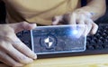 Keypad, cyber shield, lock, technology security system. Digital link. Cyber security with advanced technology