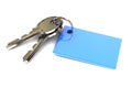 Keys with a Blank Blue Keyring Royalty Free Stock Photo