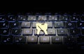 Keys on blue backlit laptop keyboard Royalty Free Stock Photo