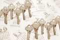 Keys and Calendar Pages Royalty Free Stock Photo