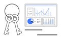 Keys and Data Analytics Dashboard Representing Security and Insights Royalty Free Stock Photo