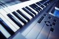 Keys electronic synthesizer closeup.