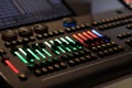 keys and faders on the lighting control console