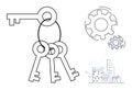 Keys and Gears Security, Innovation, and Infrastructure Development Concepts Royalty Free Stock Photo