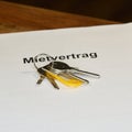 Keys and german rental contract, Mietvertrag, for a new apartment