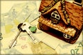 Keys and house on the background of the euro cash Royalty Free Stock Photo