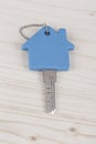 Keys with house shaped blue keyring