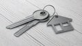 Keys with house shaped keychain. Real Estate Mortgage Property Management Rent Buy concept. 3d illustration Royalty Free Stock Photo
