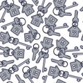 Keys for houses seamless vector wallpaper, a lot of turnkeys for home doors endless