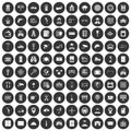 100 keys icons set black circle Royalty Free Stock Photo