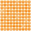 100 keys icons set orange