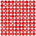 100 keys icons set red