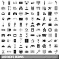 100 keys icons set, simple style