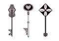 Keys isolated collection. Tattoo art in minimalist style