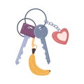 Keys with keychains keyrings, keyholder pendants