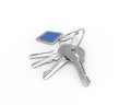 Keys on a keyring with blue pendant