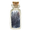 Keys, lock glass jars, retro items, gas lantern scenery forest watercolor illustration hand drawn big set magic fairy tale