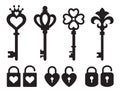 Keys and Locks Silhouette Vector Illustration Royalty Free Stock Photo