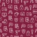 Keys and Locks Thin Line Seamless Pattern Background. Vector Royalty Free Stock Photo