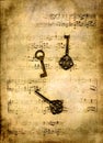 Keys on music sheet Royalty Free Stock Photo