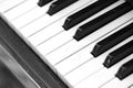 The keys of an old piano closeup. Musical background black and white Royalty Free Stock Photo