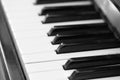 The keys of an old piano closeup. Musical background black and white Royalty Free Stock Photo