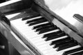 The keys of an old piano closeup. Musical background black and white Royalty Free Stock Photo