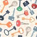 Keys pattern. Protection security symbols steel keys seamless background for textile design projects garish vector locks Royalty Free Stock Photo