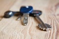 Keys Ring Bunch On Wood Texture Background