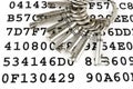 Keys on a sheet with encrypted data Royalty Free Stock Photo