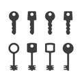 Keys silhouettes set. Royalty Free Stock Photo