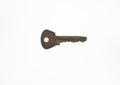 Old key isolated. Keys on table. Ancient keys, used for long time. Vintage key on white background Royalty Free Stock Photo
