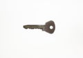 Old key isolated. Keys on table. Ancient keys, used for long time. Vintage key on white background Royalty Free Stock Photo