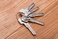 The keys to the door on the table. keys close up