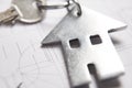 Keys To Home On Architects Plans With House Shaped Keyring