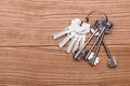 The keys to the door on the table. keys close up