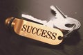 Keys to Succes Concept on Golden Keychain.