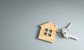 Keys with wood house keychain 3d Royalty Free Stock Photo