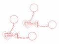 Keys for your heart outline only and chain