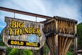 Keyston, South Dakota, USA - 8/2020:  Big Thunder Gold Mine entrance sign, a popular tourist attraction Royalty Free Stock Photo