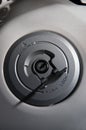 keyway of the fuel cap on Motorcycle. Royalty Free Stock Photo