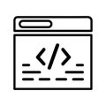 Keyword, code, coding, html, programming line icon. Outline vector.