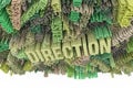 Keyword of Direction. Colorful 3D rendering. Abstract shape comp Royalty Free Stock Photo