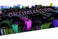 Keyword of Optimization. Colorful 3D rendering. Shape composition, geometric structure, block for design texture, background. Royalty Free Stock Photo
