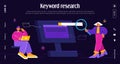 Keyword research banner with people team work