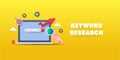 Keyword research and search engine optimization - 3d style minimal design with yellow background.