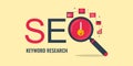 Keyword research - Search engine optimization - Keyword seo. Flat design seo banner. Royalty Free Stock Photo