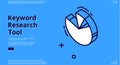 Keyword research tool banner with isometric chart